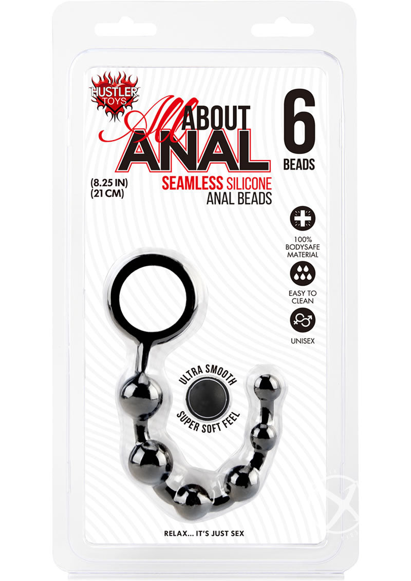 Hustler Silicone Anal Beads 6 Balls - Black - 8.25in