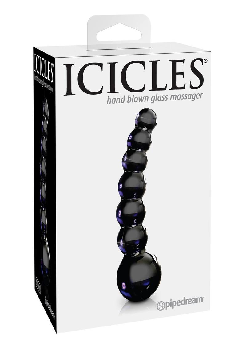 Icicles No 66 Beaded Anal Probe - Black - 4.75in