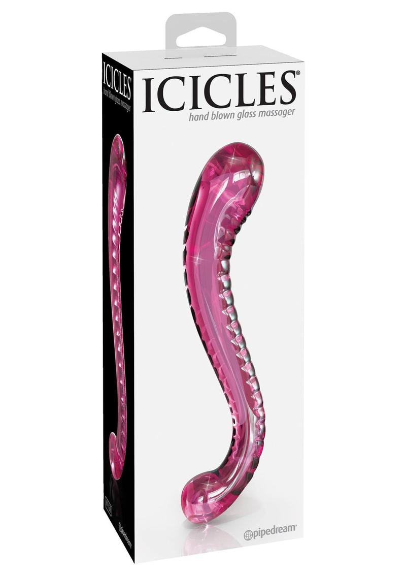 Icicles No 69 Textured G-Spot Glass Probe - Pink