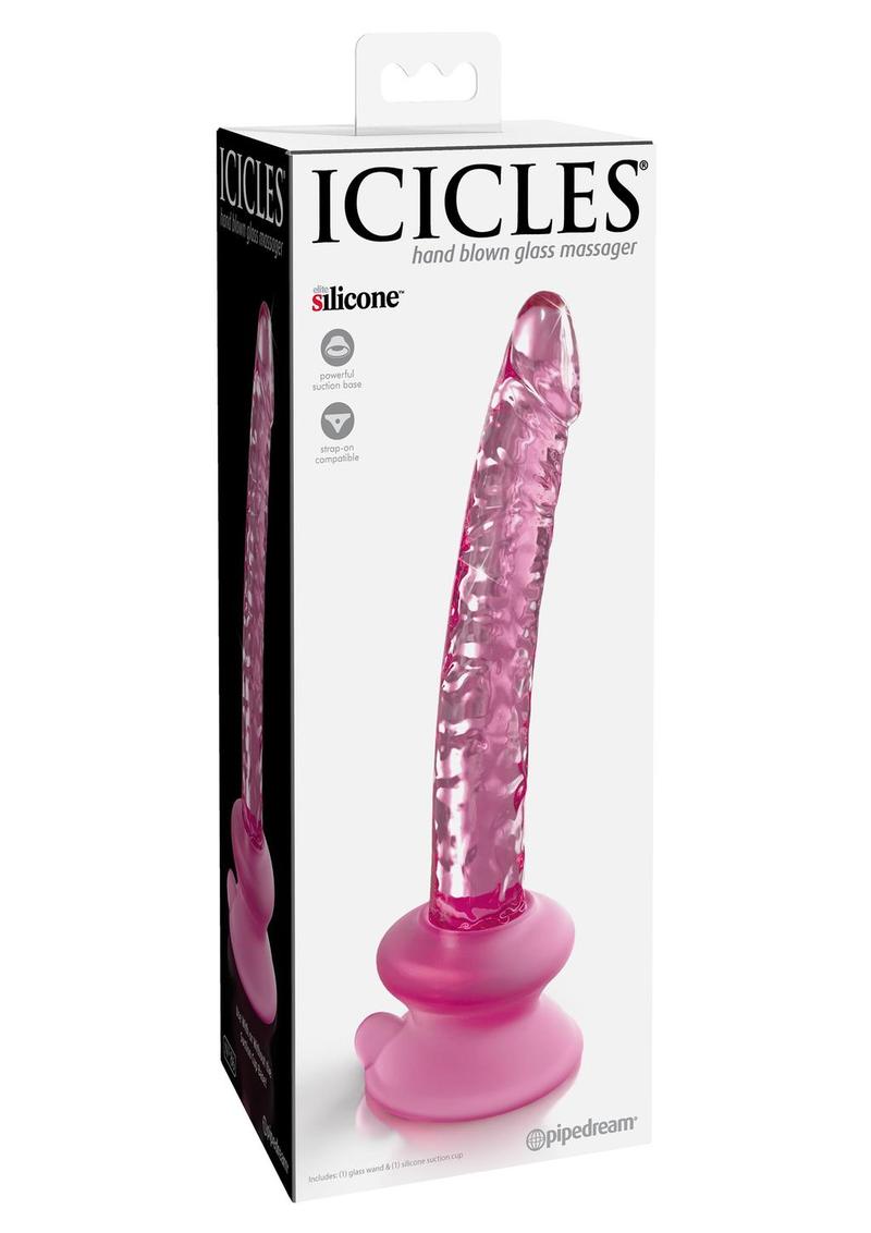 Icicles No. 86 Glass Wand with Bendable Silicone Suction Cup - Pink