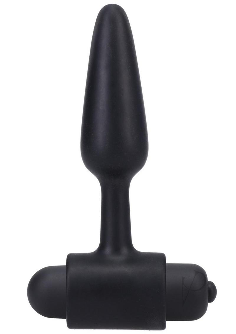 In A Bag Silicone Vibrating Butt Plug - Black - 3in