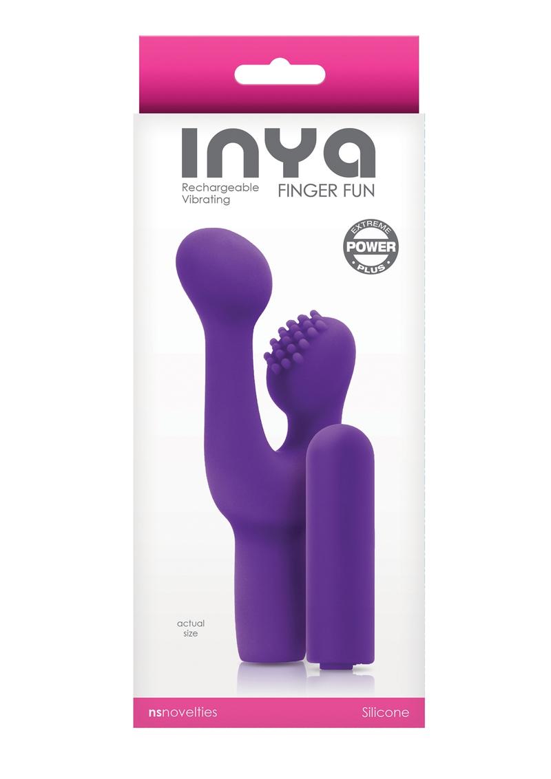 Inya Finger Fun Silicone Rechargeable Vibrating Clitoral Stimulator - Purple