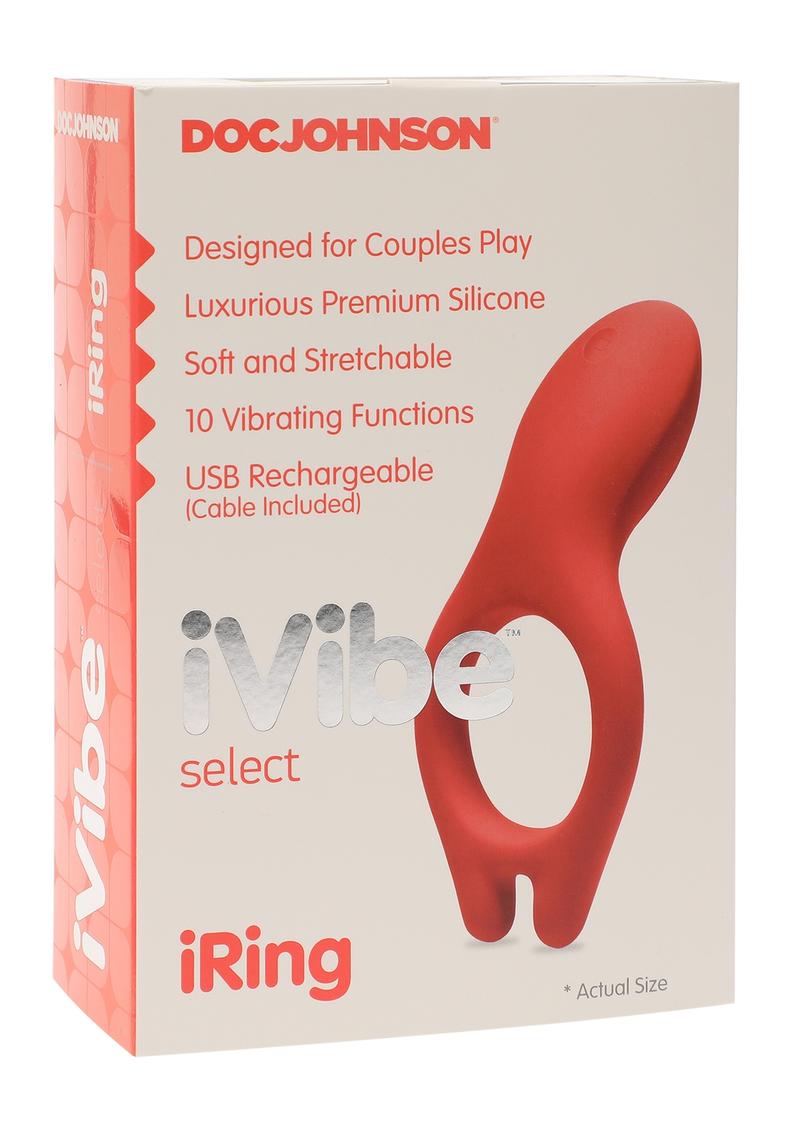 iVibe Select iRing Rechargeable Silicone Vibrating Cock Ring - Coral/Pink