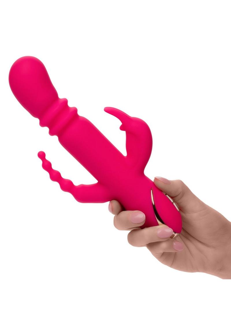 Jack Rabbit Signature Heated Rechargeable Silicone Triple Fantasy Rabbit Vibrator