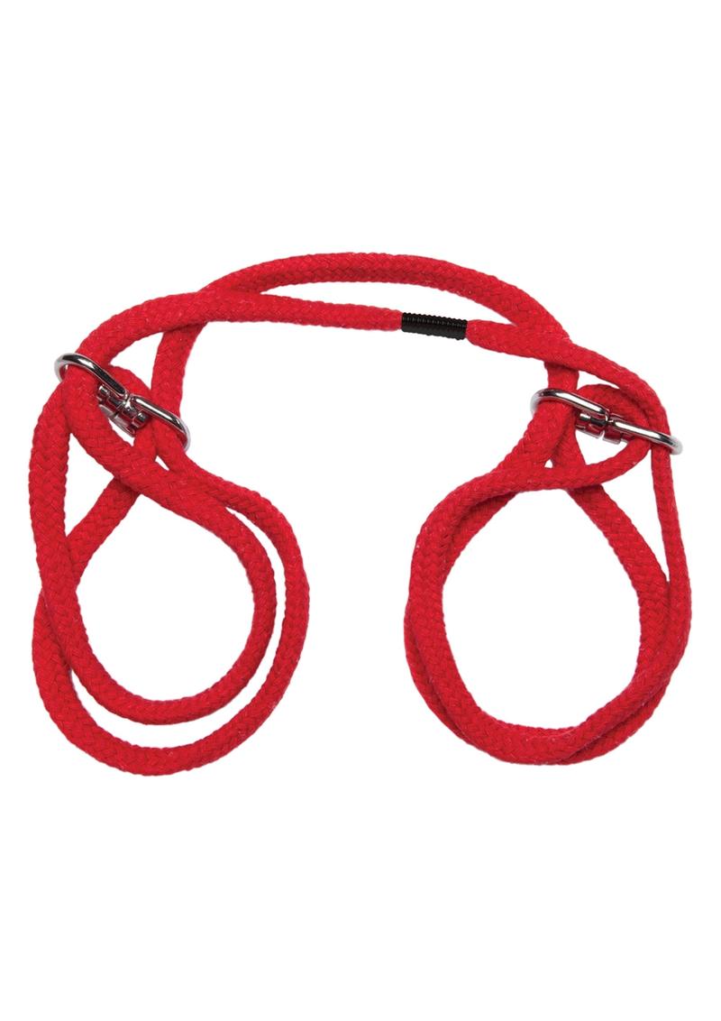 Japanese Style Bondage Cotton Wrist Or Ankle Cuffs - Red