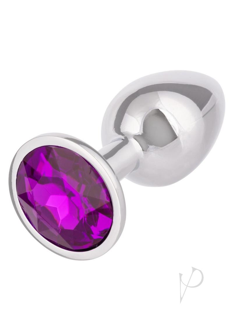 Jewel Amethyst Aluminum Anal Plug - Metal/Purple - Small