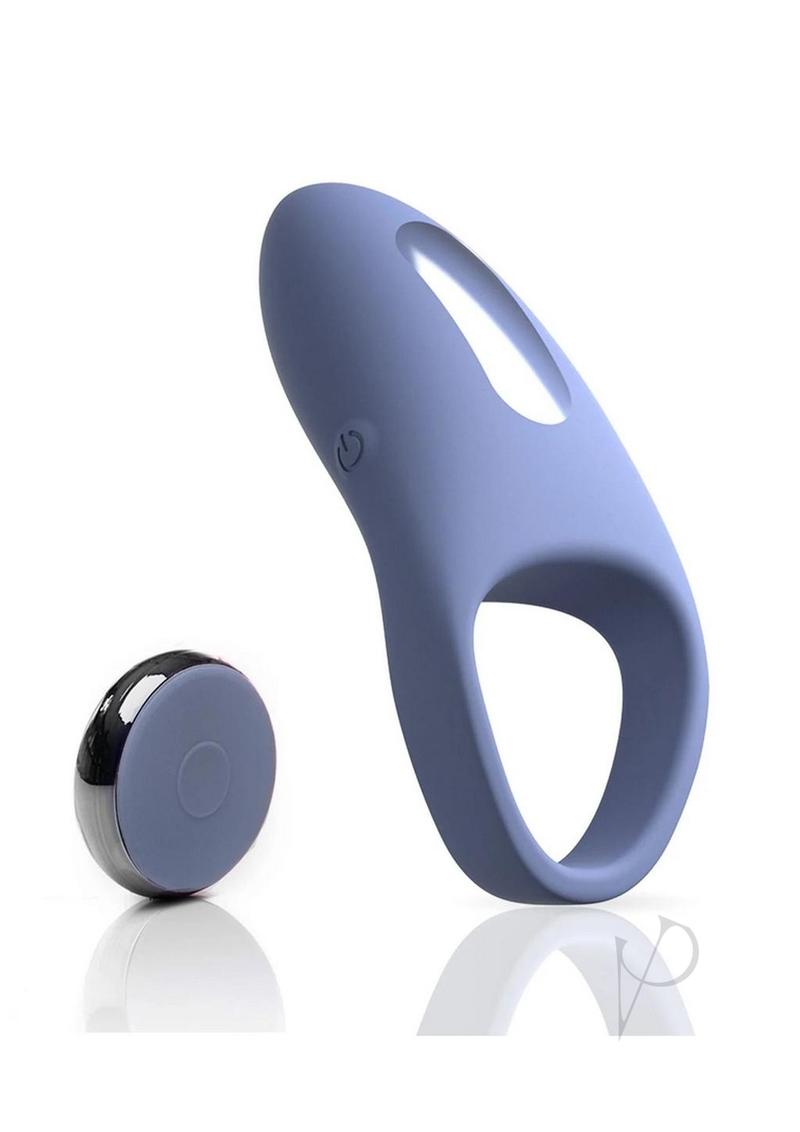 Jimmyjane Tarvos Rechargeable Silicone Cock Ring with Remote - Blue