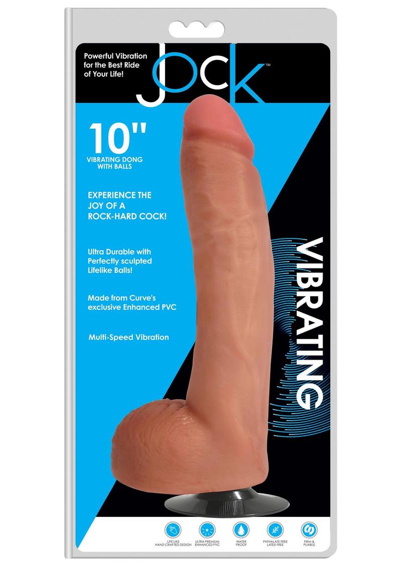 Jock Vibrating Dildo with Balls - Vanilla - 10in