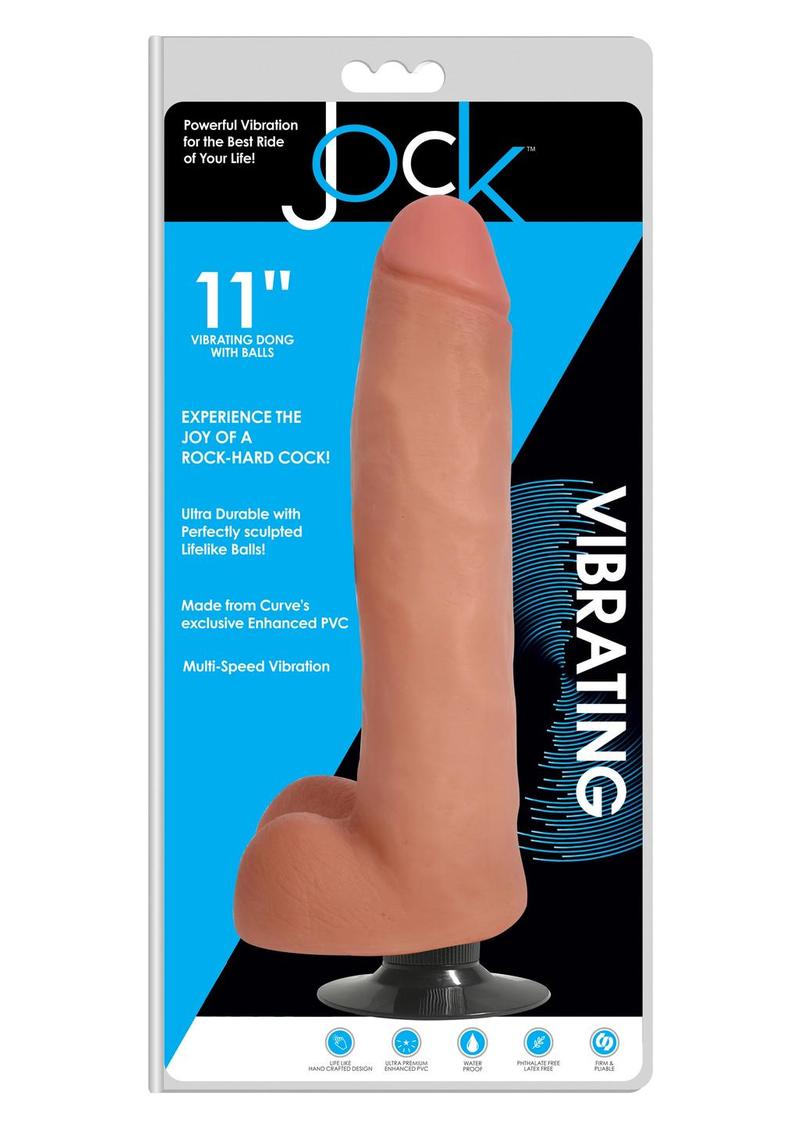 Jock Vibrating Dildo with Balls - Vanilla - 11in