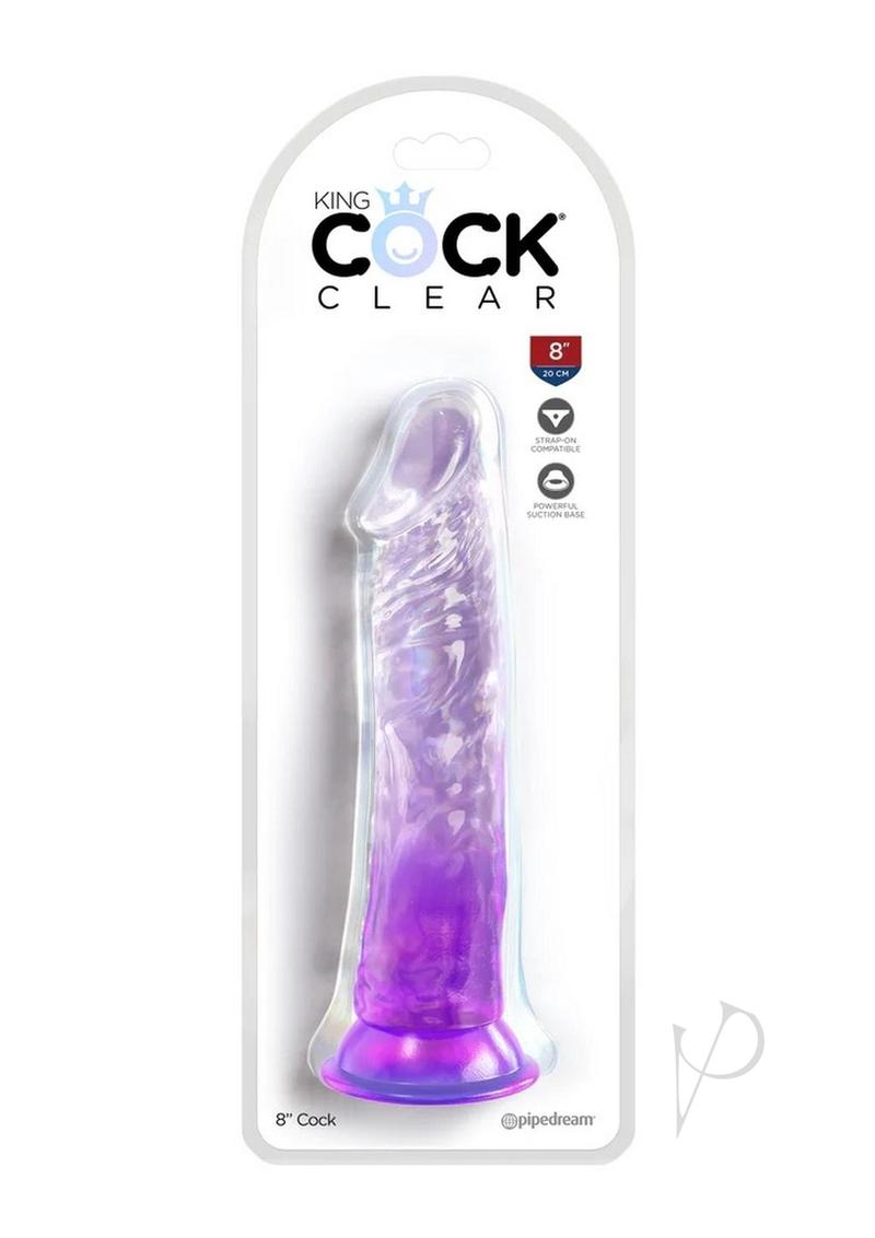 King Cock Clear Dildo - Clear/Purple - 8in