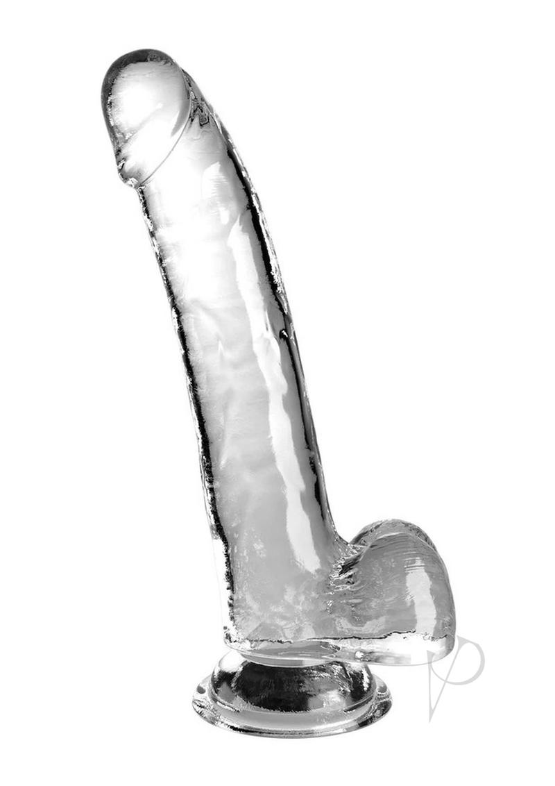 King Cock Clear Dildo with Balls - Clear - 9in