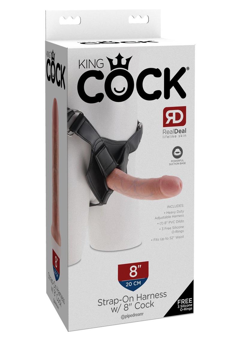 King Cock Strap-On Harness with Dildo - Vanilla - 8in