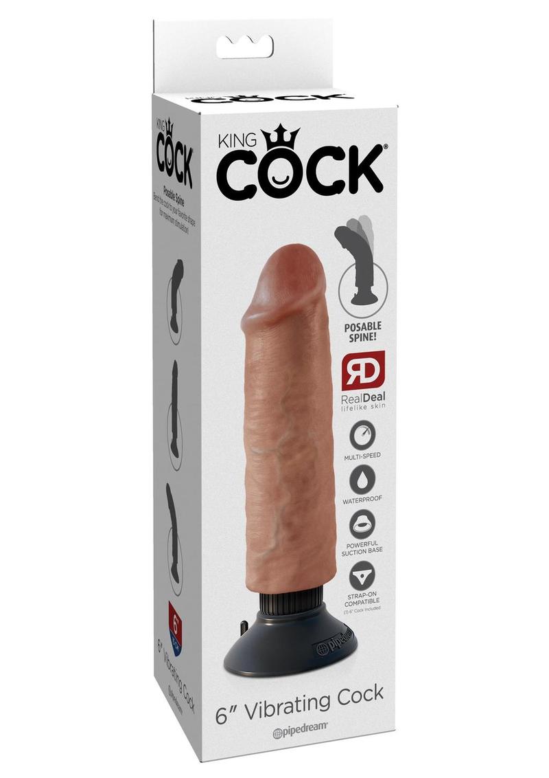 King Cock Vibrating Dildo - Caramel - 6in