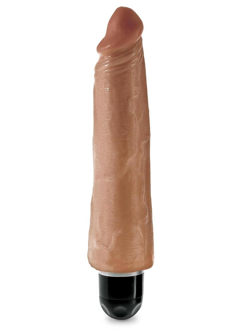 King Cock Vibrating Stiffy Dildo - Caramel/Tan - 8in