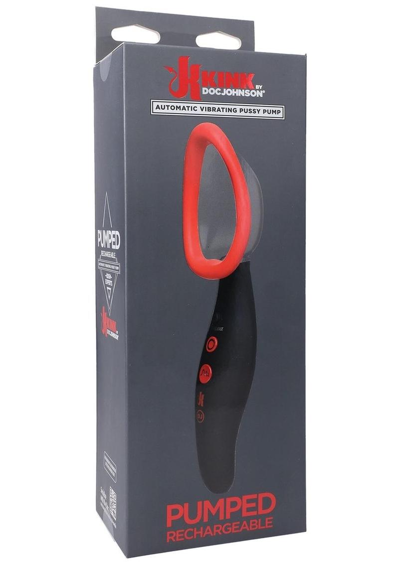 Kink Pumped Rechargeable Automatic Vibrating Silicone Pussy Pump - Black/Red