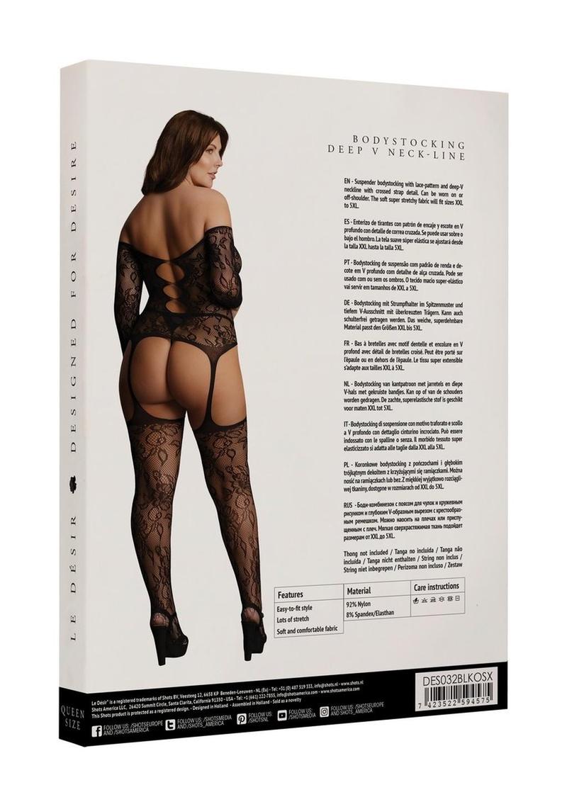 Le Desir Criss Cross Neck Suspender Bodystocking