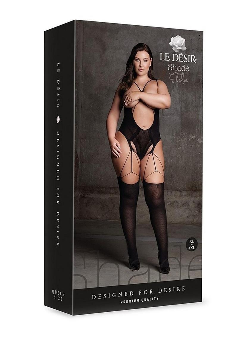 Le Desir Shade Elara Vii Bodystocking with Open Cups - Black - Queen