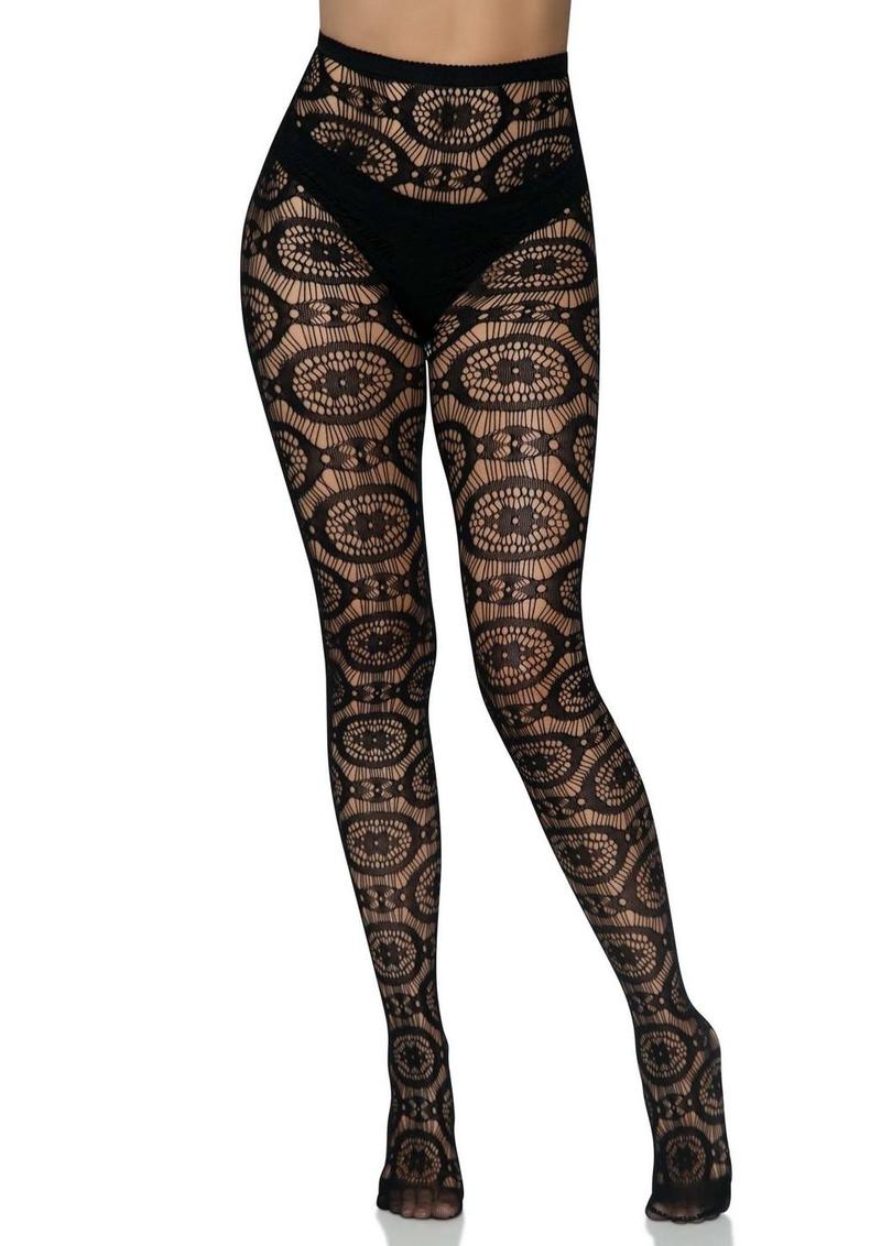 Leg Avenue Boho Crochet Net Tights - Black - One Size