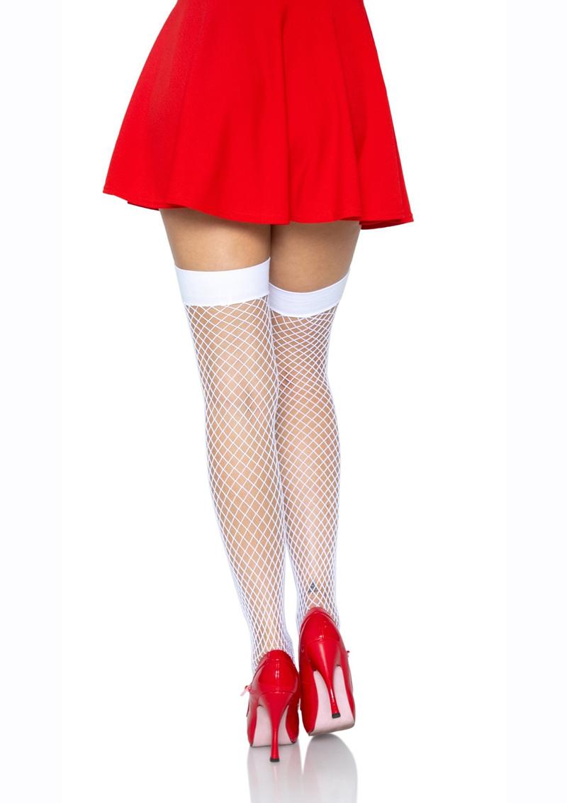 Leg Avenue Industrial Net Thigh High - Red/White - One Size