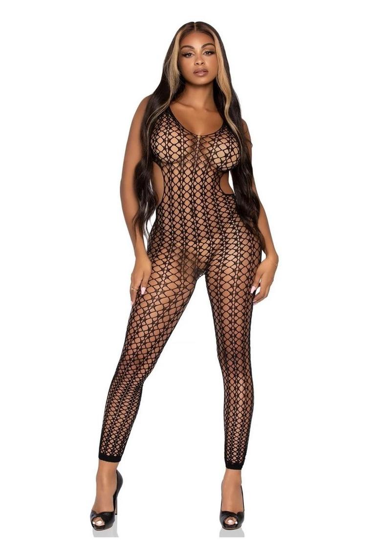 Leg Avenue Lattice Net Cut-Out Footless Tank Bodystocking