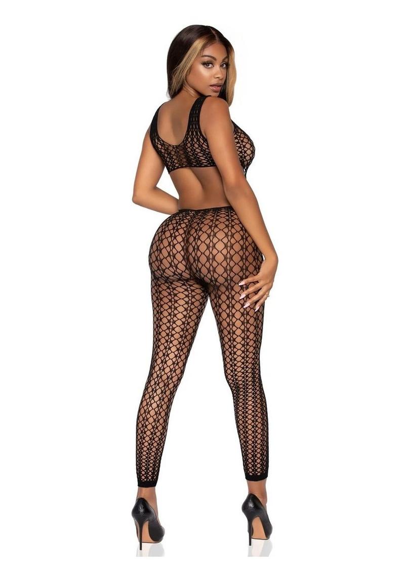 Leg Avenue Lattice Net Cut-Out Footless Tank Bodystocking