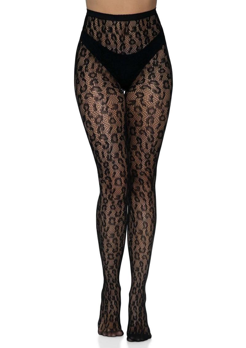 Leg Avenue Leopard Net Tights - Animal Print/Black - One Size