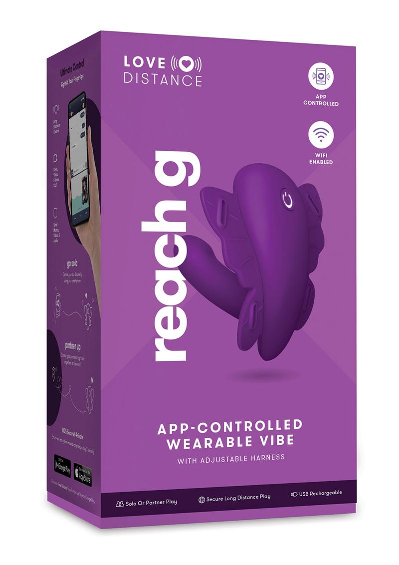 Love Distance Reach G App Controlled Rechargeable Silicone Wearable Vibrator - Purple