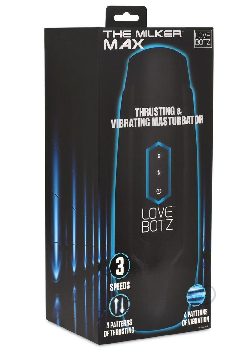 Lovebotz The Milker Max Rechargeable 14x Thrusting and Vibrating Masturbator - Black