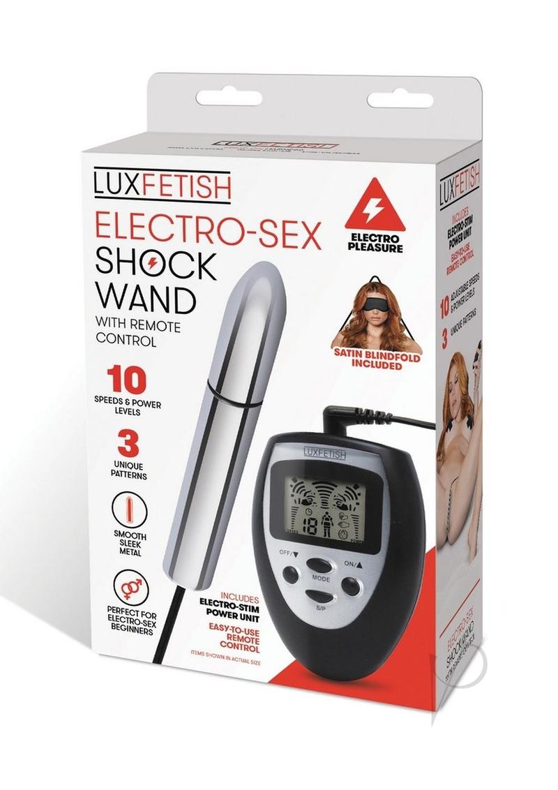 Lux Fetish Electro Sex Shock Wand with Remote Control - Black/Silver