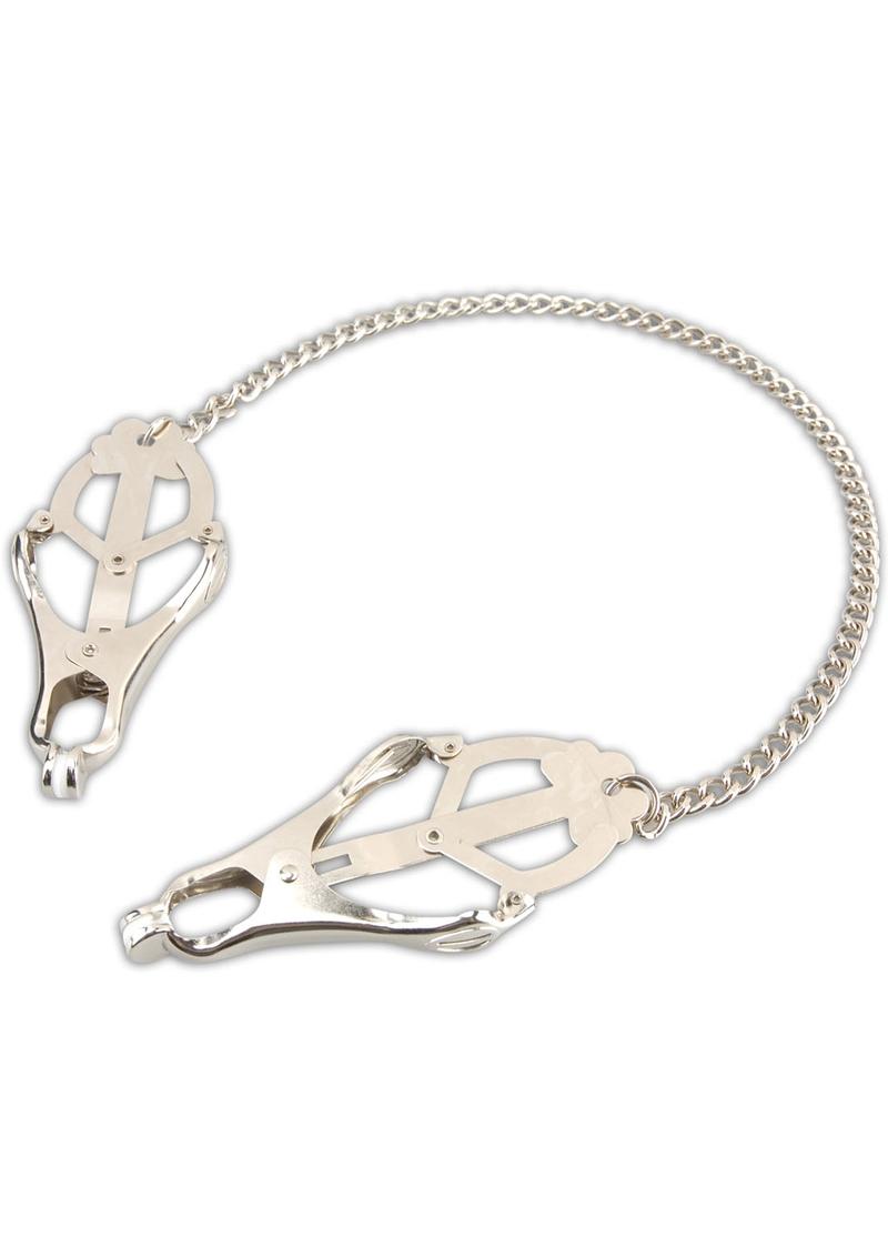 Lux Fetish Japanese Clover Steel Nipple Clamps Adjustable - Metal