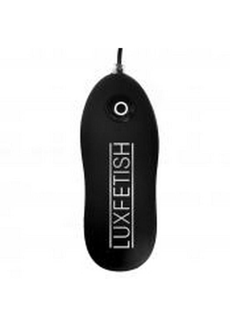 Lux Fetish Latex Inflatable Vibrating Curvd Dildo with Wired Remote Control