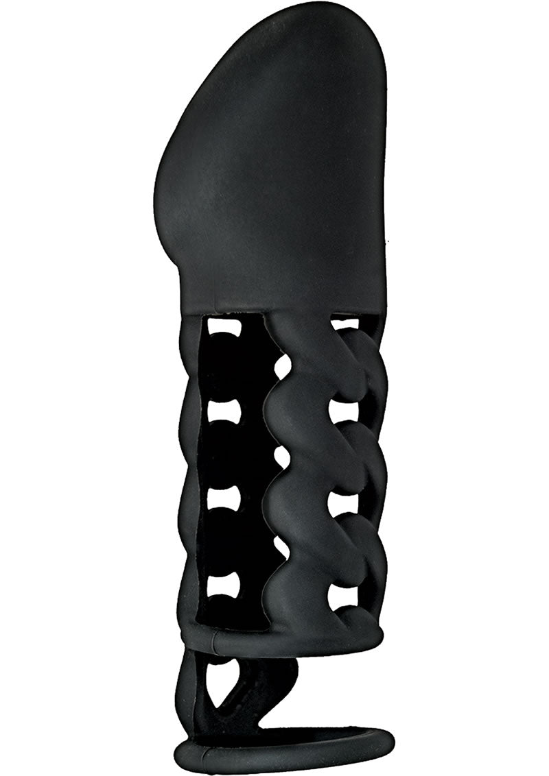 Mack Tuff Woven Penis Sheath Silicone Sleeve Cock Ring - Black