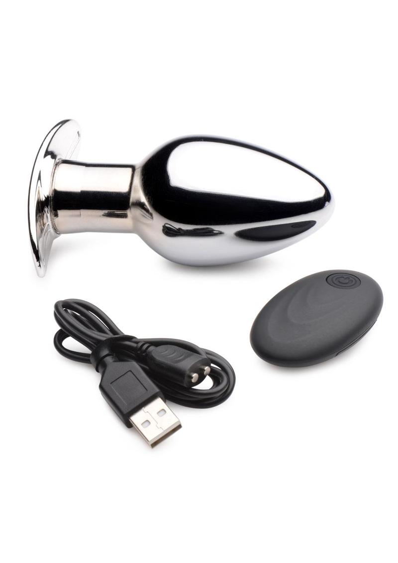 Master Series Chrome Blast 7x Rechargeable Anal Plug with Remote Control