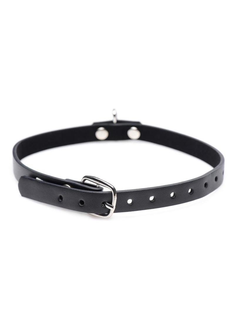 Master Series Collared Vixen Silver Ring Leather Slim Choker