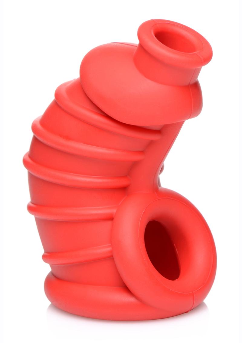 Master Series Crimson Chamber Silicone Chastity Cage - Red