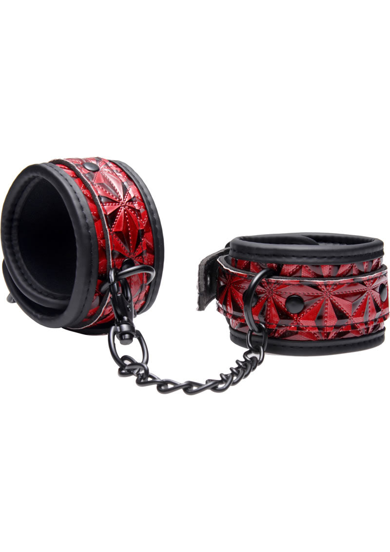 Master Series Cuffed Embossed Wrist Cuffs - Black/Red