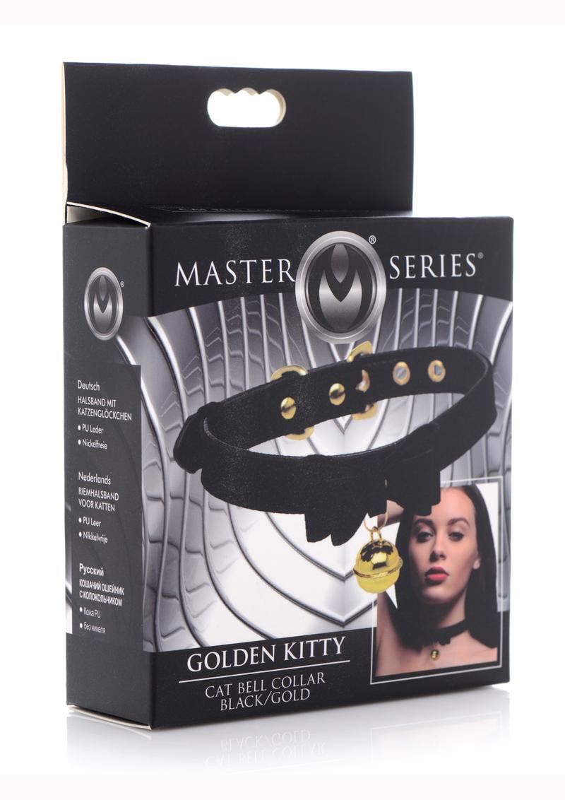 Master Series Golden Kitty Cat Bell Collar - Black/Gold