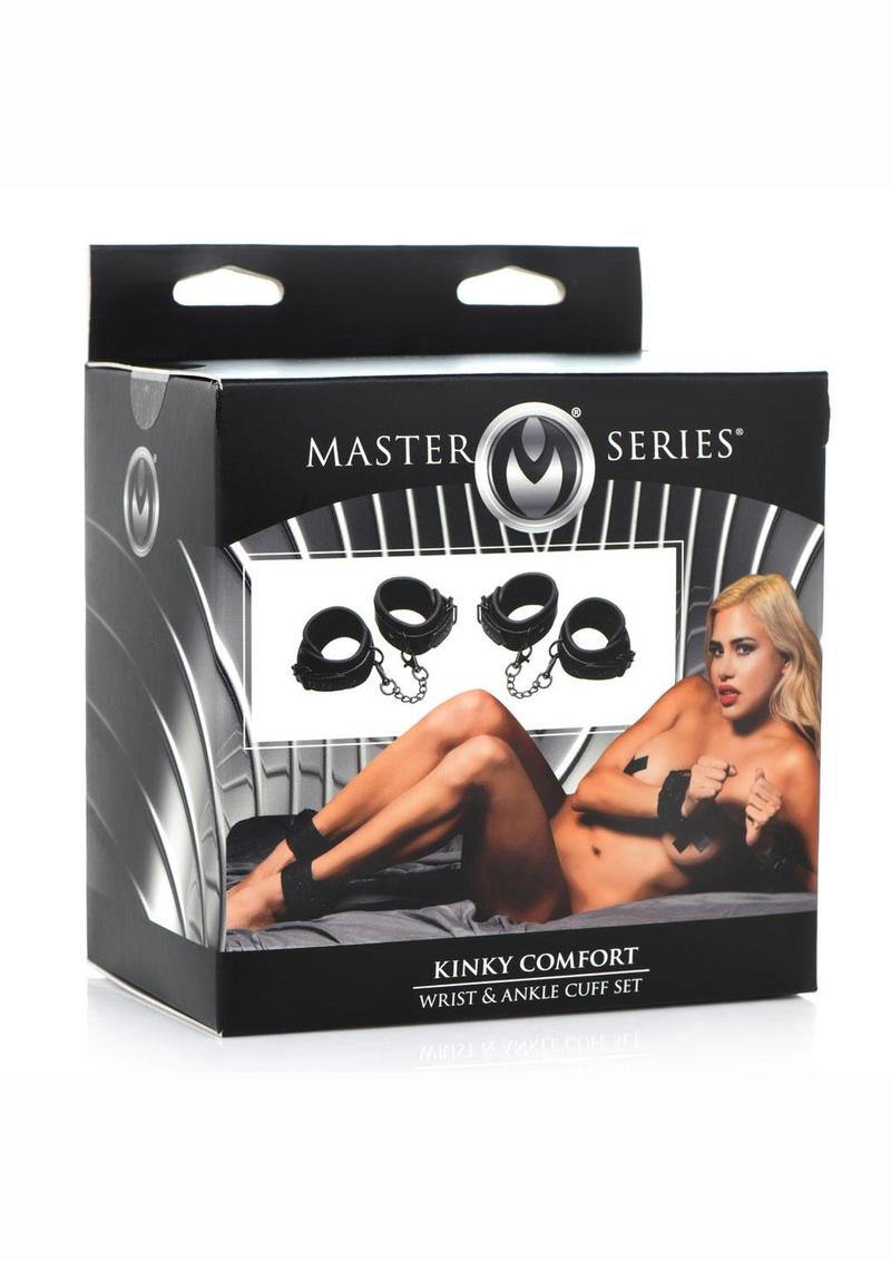 Master Series Kinky Comfort Wrist and Ankle Cuff Set - Leather