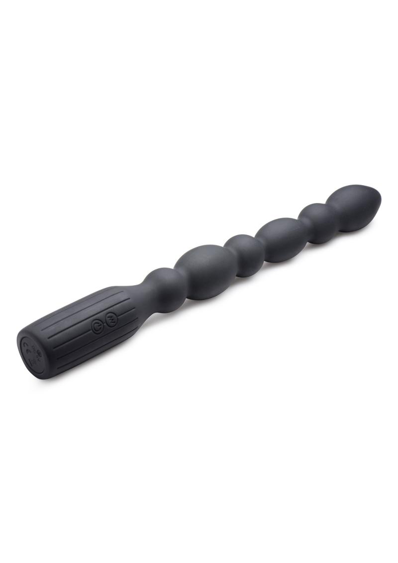 Master Series Viper Beads Silicone Rechargeable Anal Beaded Probe - Black