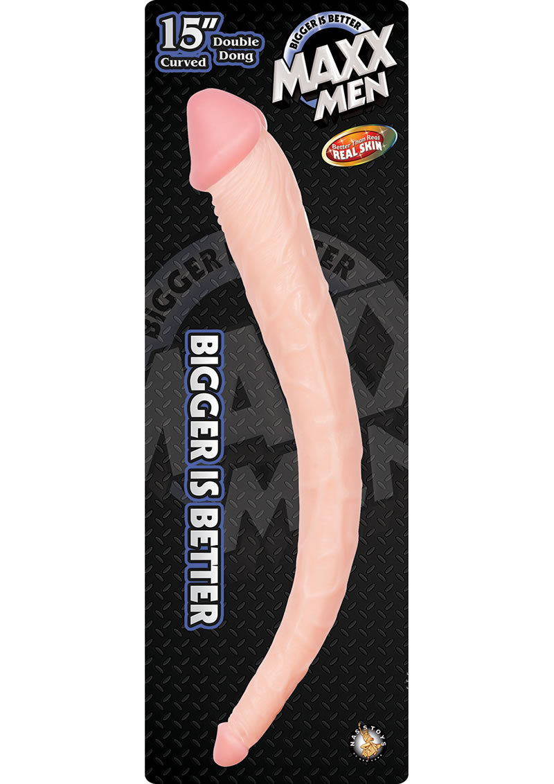 Maxx Men Curved Double Dildo - Flesh/Vanilla - 15in