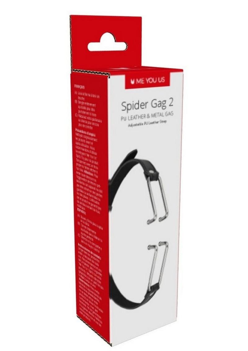 ME YOU US Spider Gag 2 Pu Leather and Metal Adjustable Strap Gag - Black/Silver