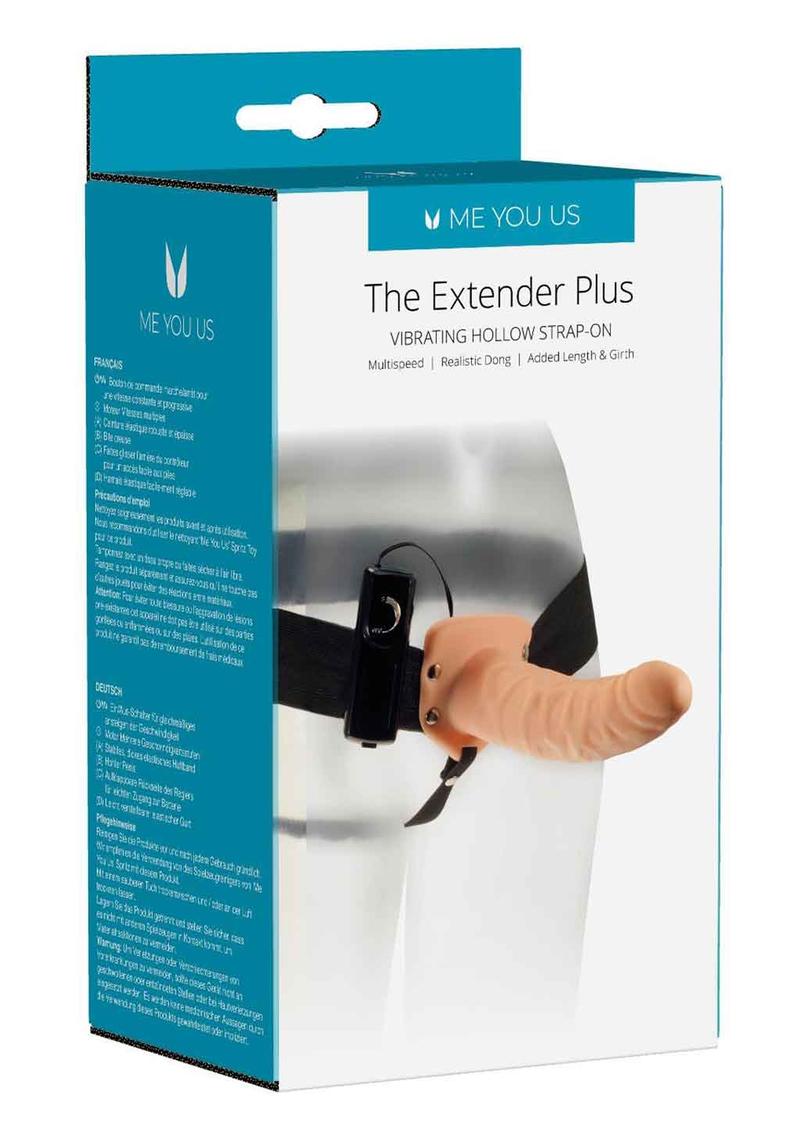 ME YOU US The Extender Plus Vibrating Hollow Strap-On - Flesh/Vanilla