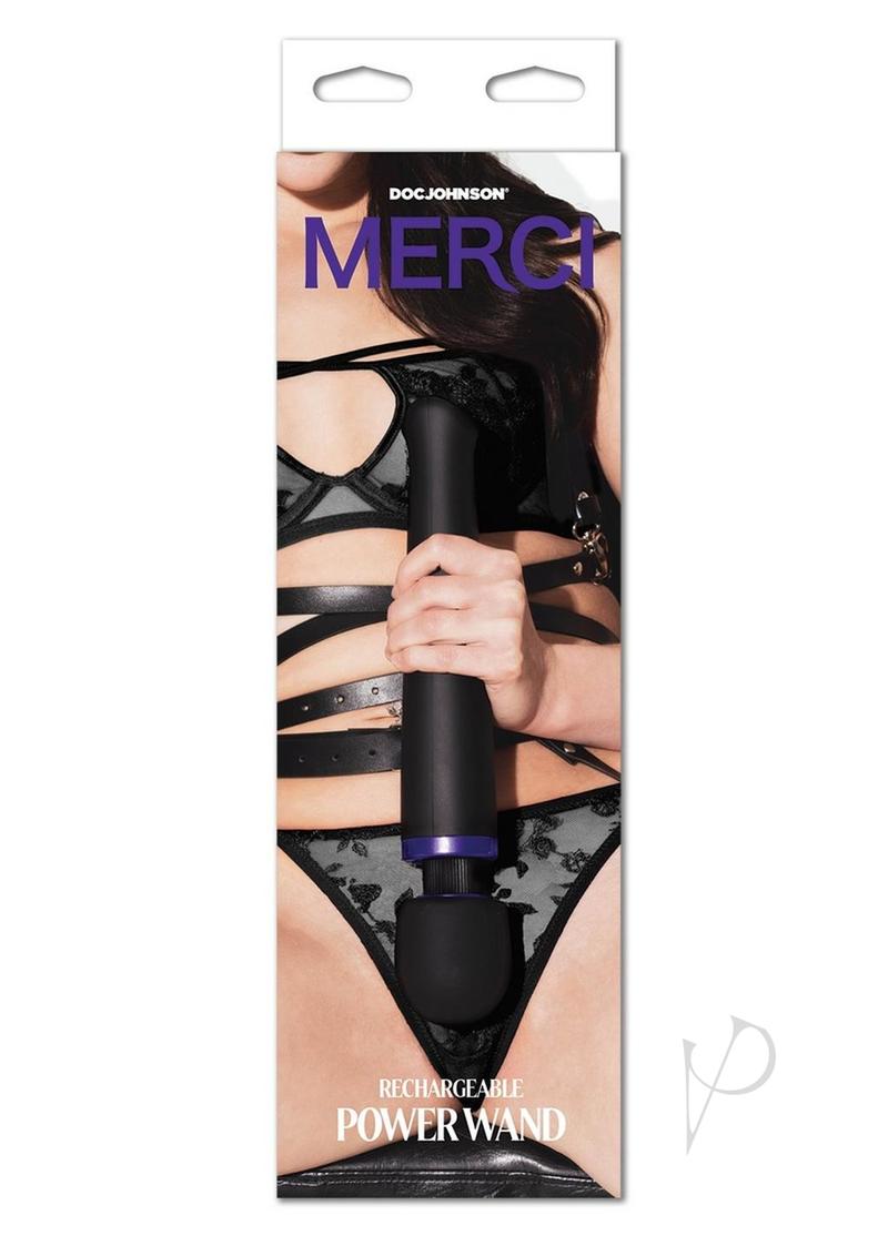 Merci Rechargeable Power Wand Silicone Wand Massager - Black