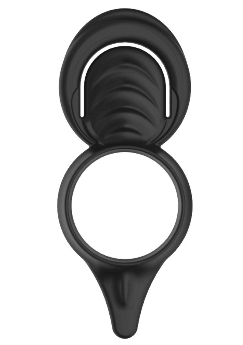 My Cockring Double Loop Silicone Cock Ring and Scrotum Cinch - Black