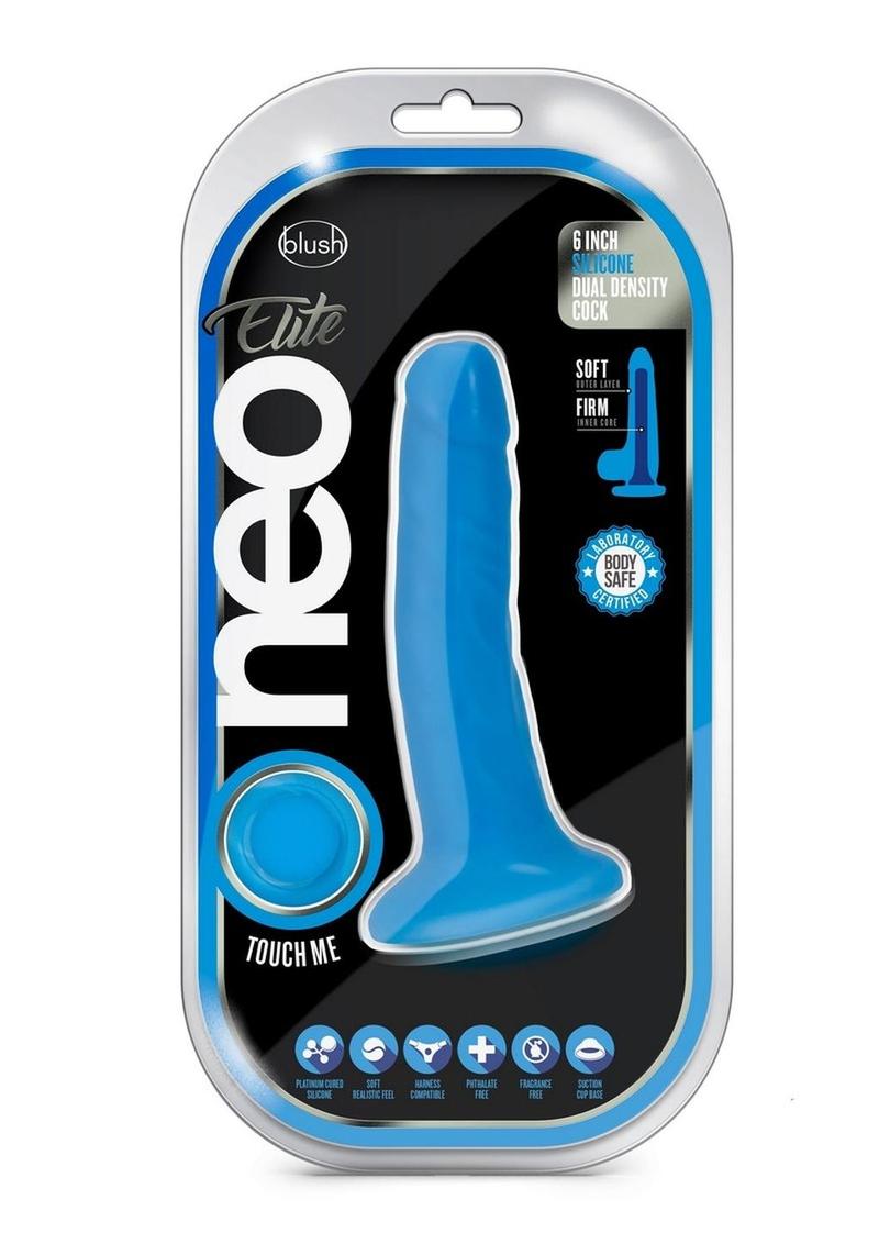 Neo Elite Silicone Dual Density Dildo - Blue - 6in