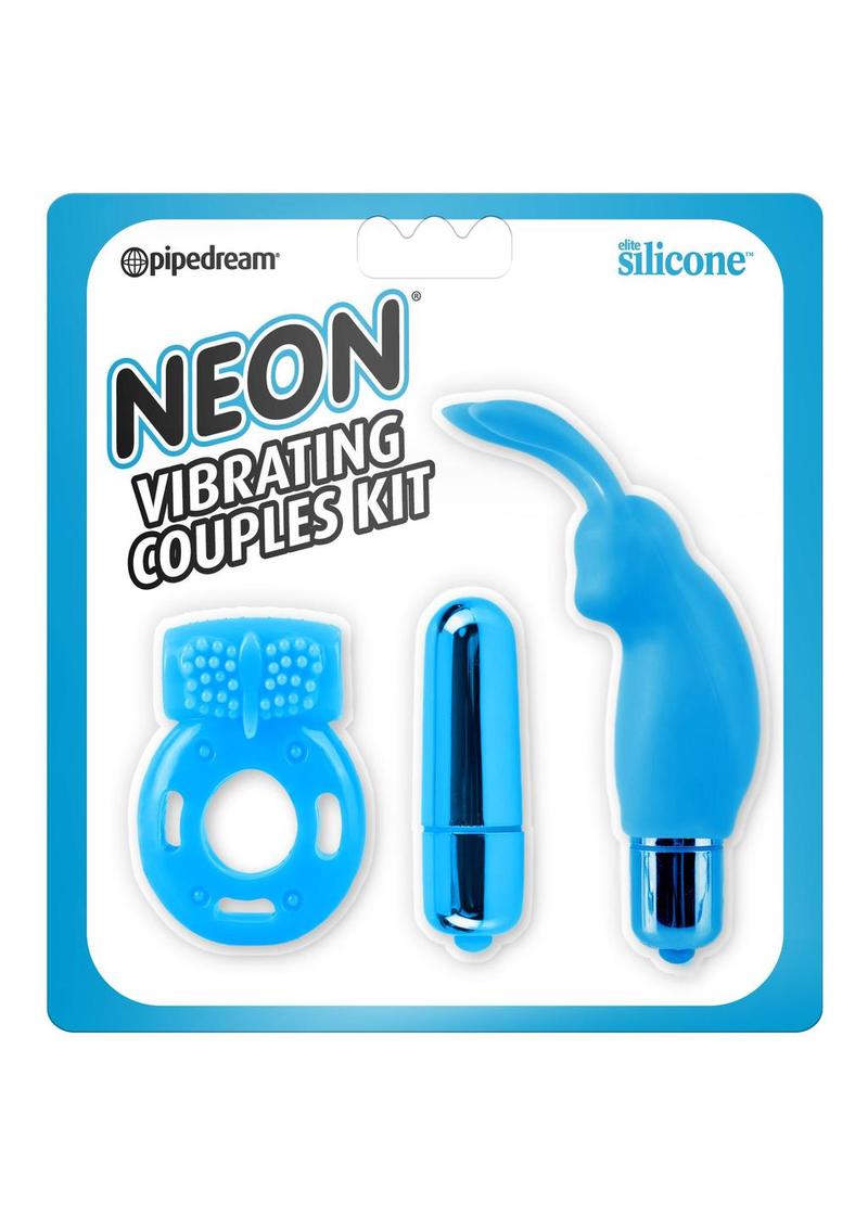 Neon Silicone Vibrating Couples - Blue - 3 Piece Kit