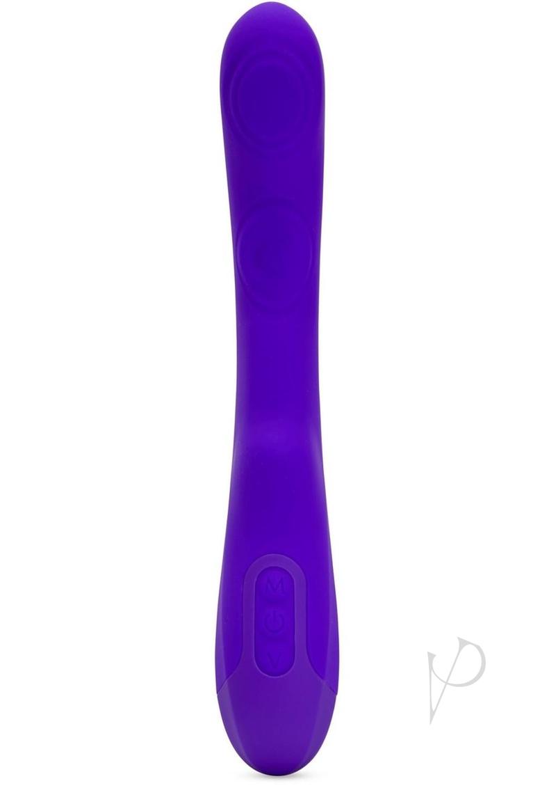 Nu Sensuelle Vivi Rechargeable Silicone Double Tapping Vibe with Clitoral Stimulation - Deep Purple