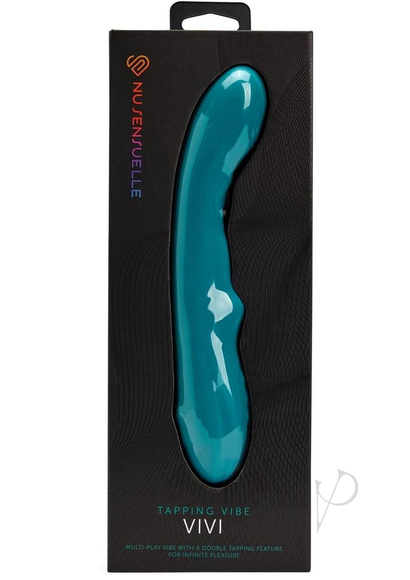 Nu Sensuelle Vivi Rechargeable Silicone Double Tapping Vibe with Clitoral Stimulation - Emerald/Green