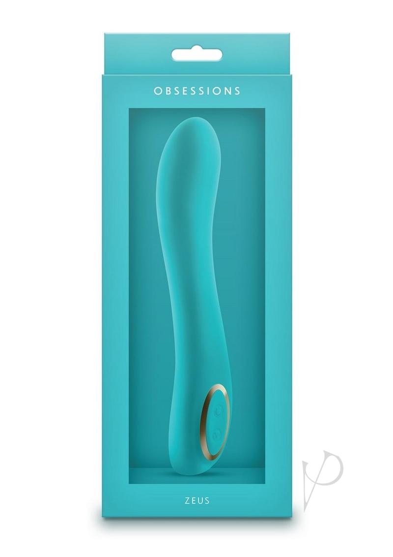 Obsessions Zeus Rechargeable Silicone Vibrator - Aqua/Blue