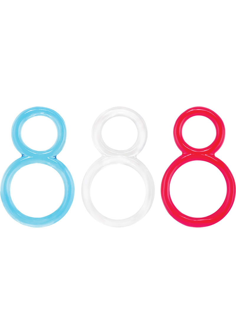 Ofinity Super Stretchy Double Silicone Cock Ring Waterproof - Assorted Colors - 6 Each Per Box